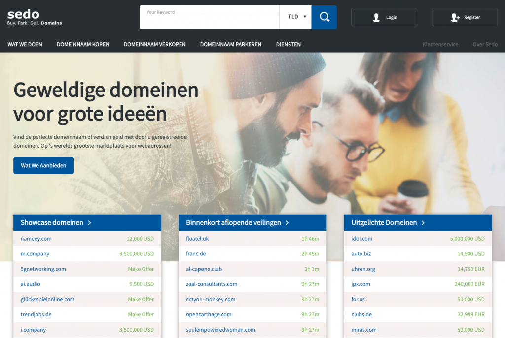 Sedo domeinnaam kopen en verkopen.