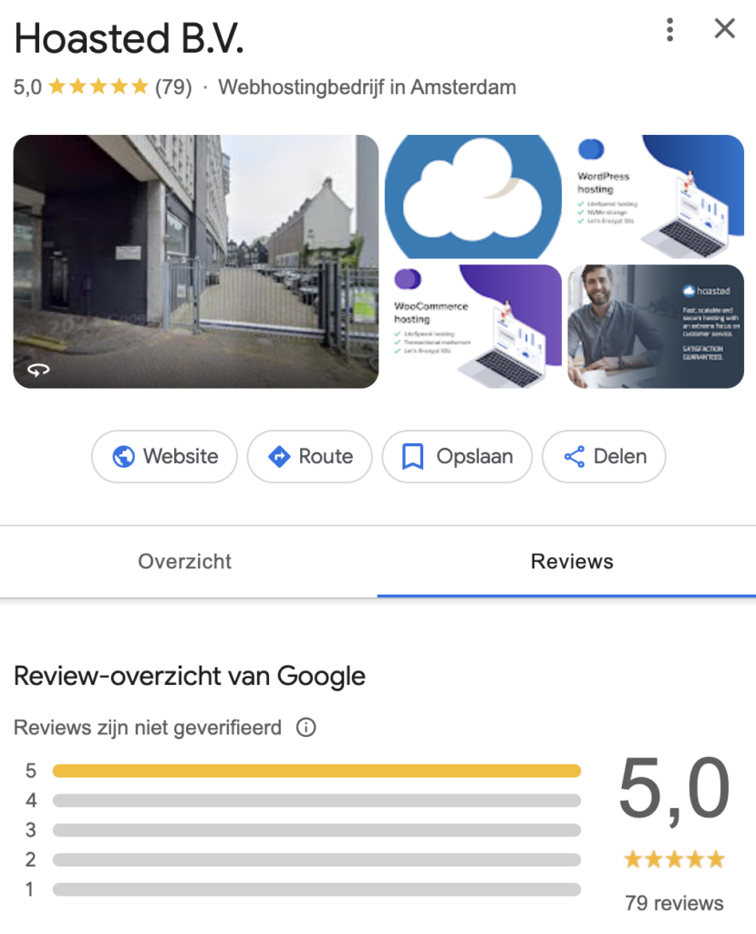 Hoasted Google reviews.