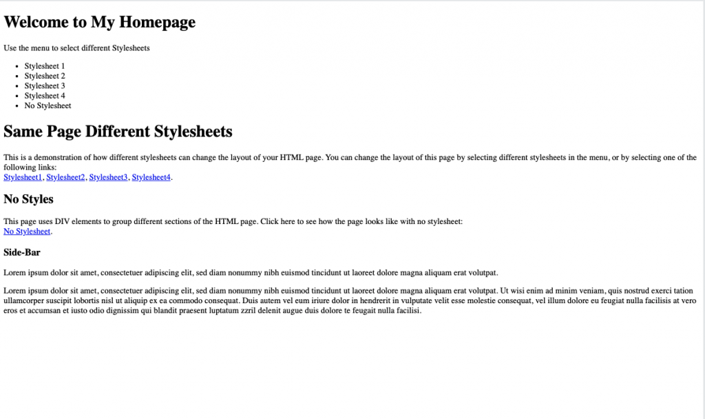 HTML pagina zonder CSS