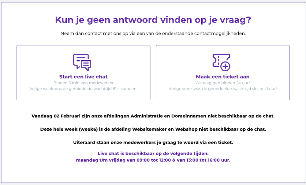 MijnDomein klantenservice.