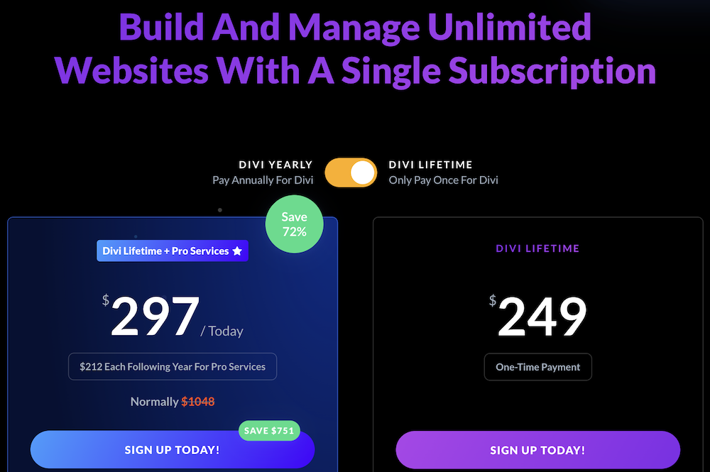 Divi lifetime pakketten. 