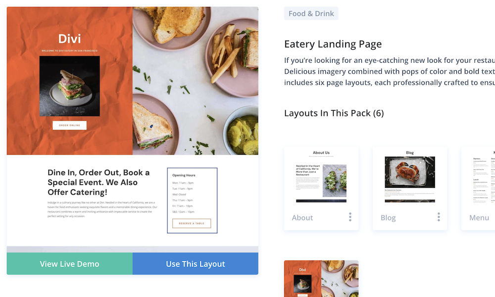 Divi bestaande layout kiezen.