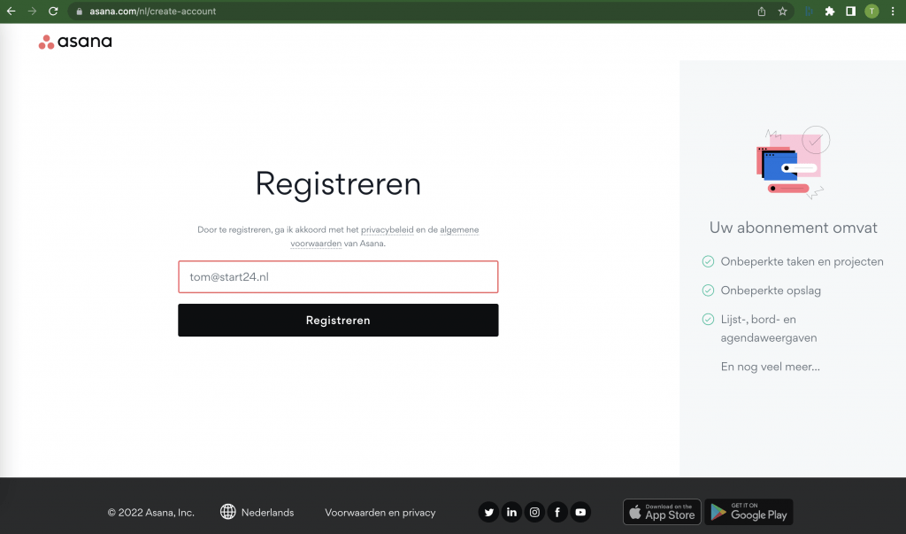 Start met Asana