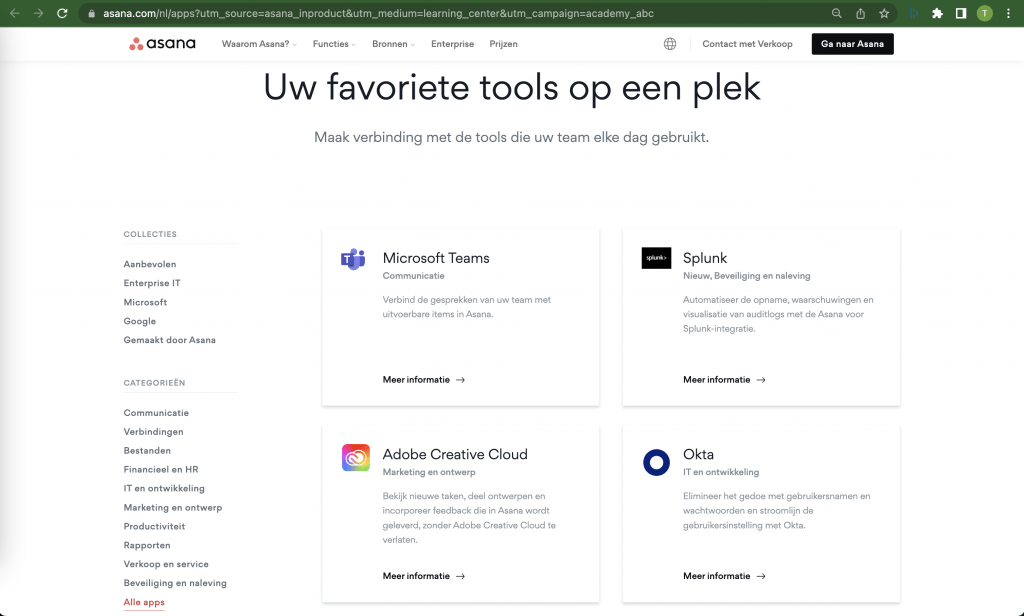 Integraties met Asana