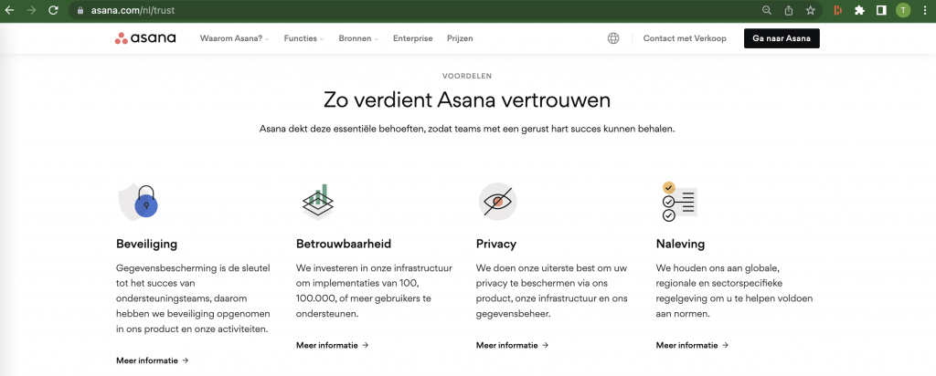 Vertrouwen is belangrijk voor Asana