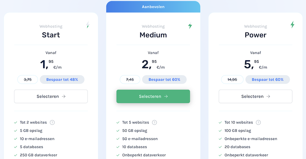 Cloud86 hosting pakketten.