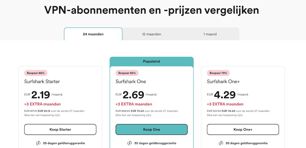 Surfshark abonnementen.