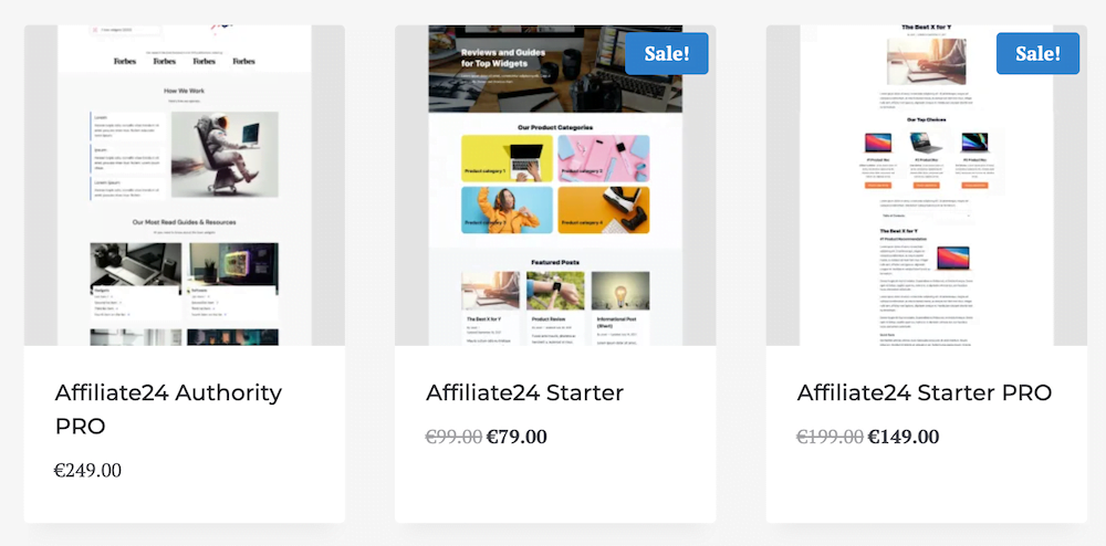 Website templates of Affiliate24