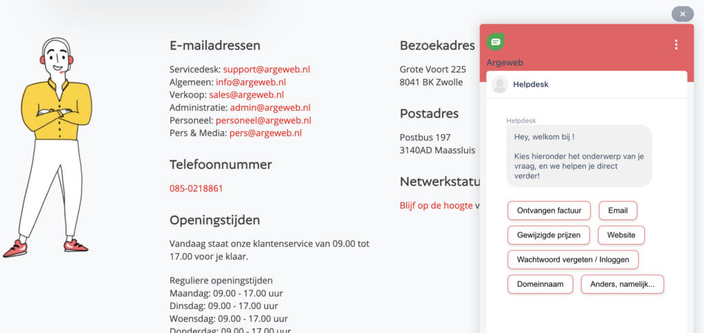 Argeweb klantenservice