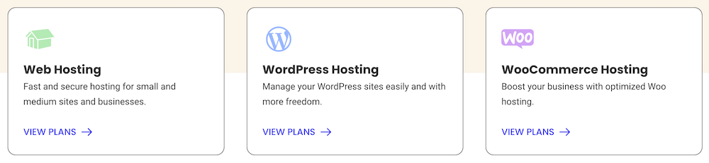 Verschillende hosting soorten SiteGround.