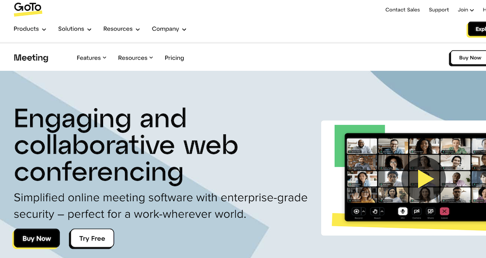 GoToMeeting homepage.