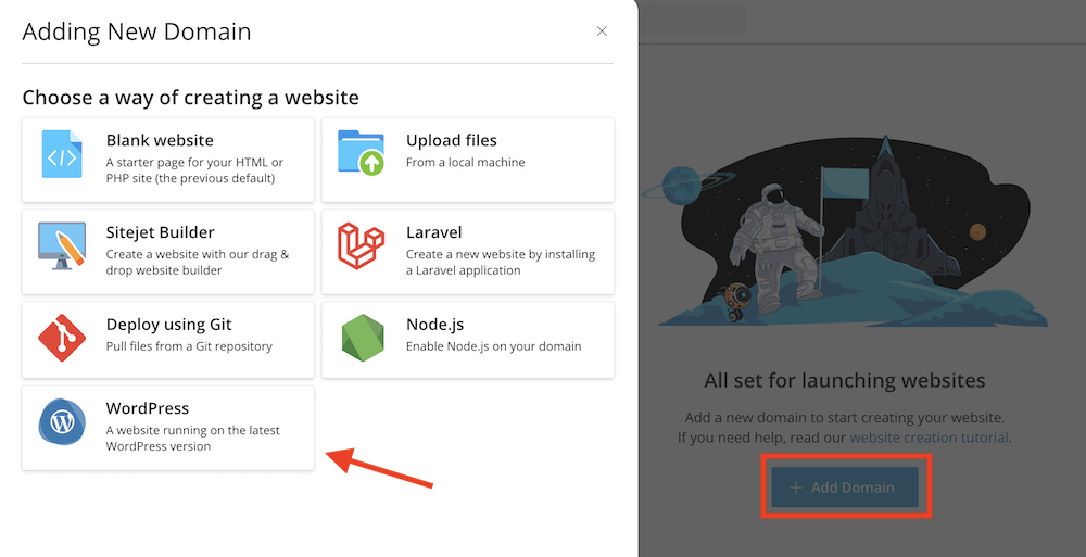 Domein koppelen aan VPS en WordPress kiezen. 
