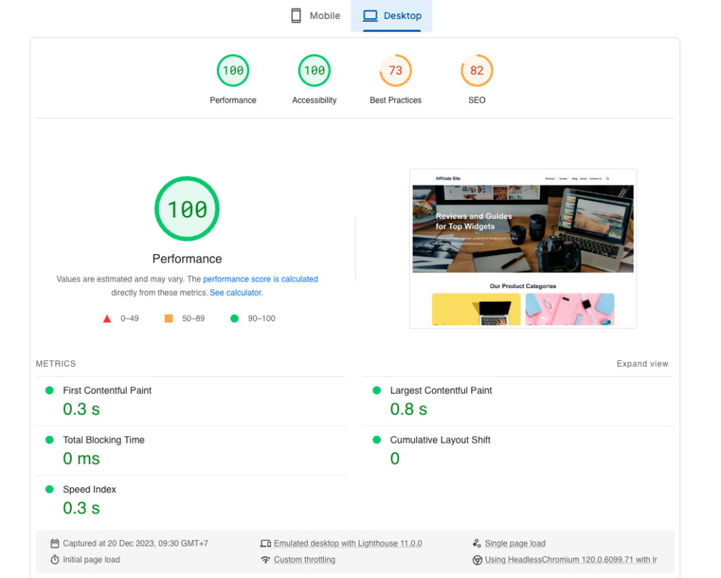 PageSpeed desktop snelheid HostingSquad.