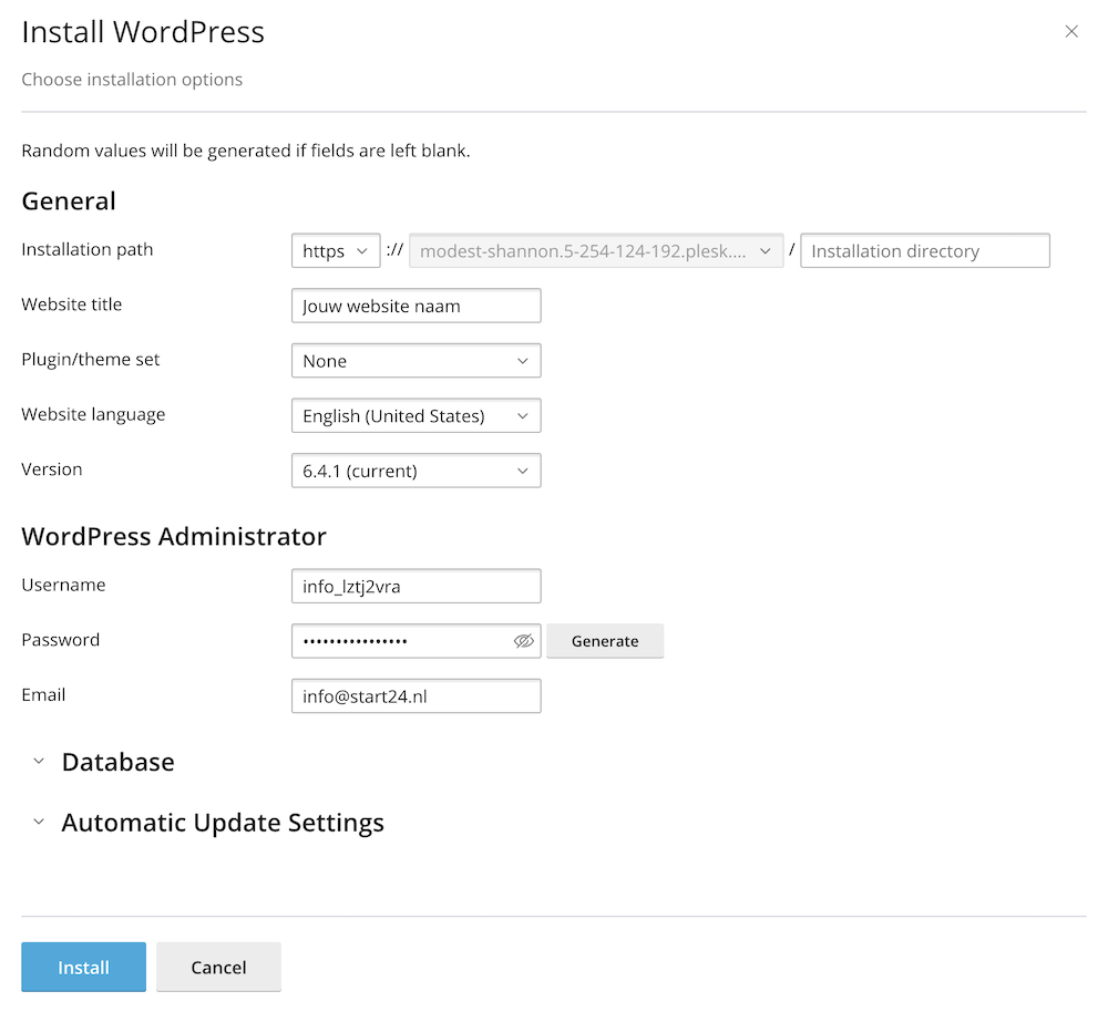 WordPress installeren VPS. 