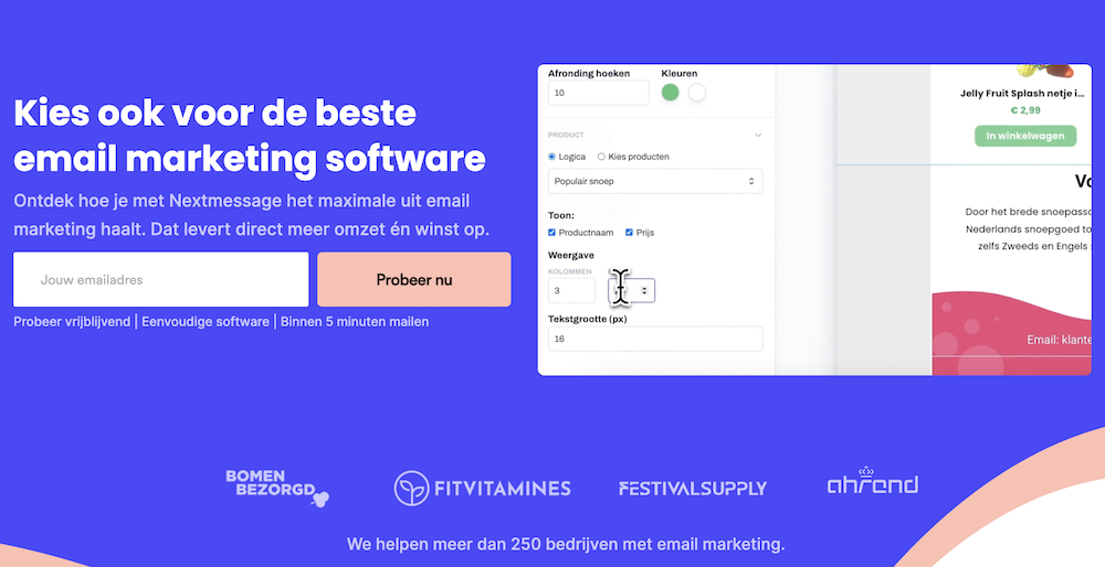 Nextmessage homepage.