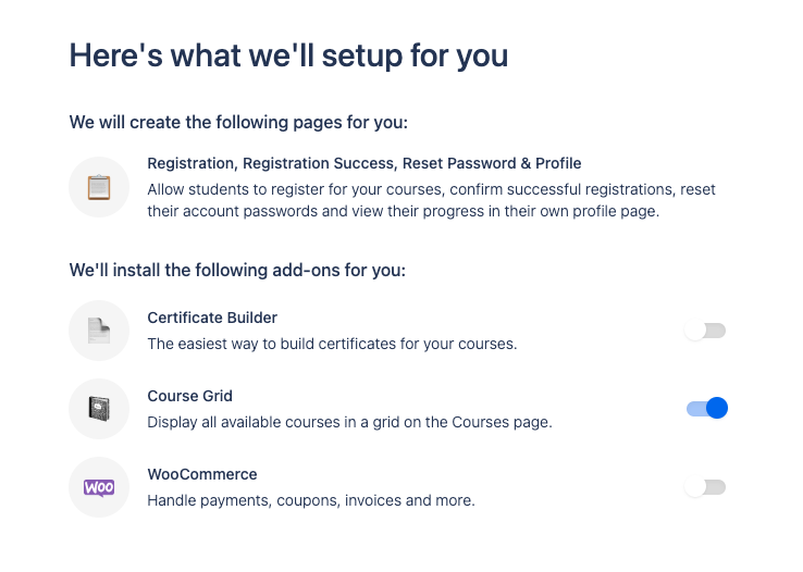 LearnDash add-ons installeren.
