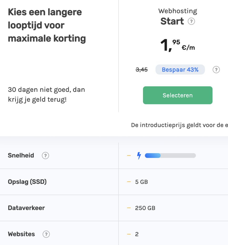 Webhosting Start van Cloud86. 
