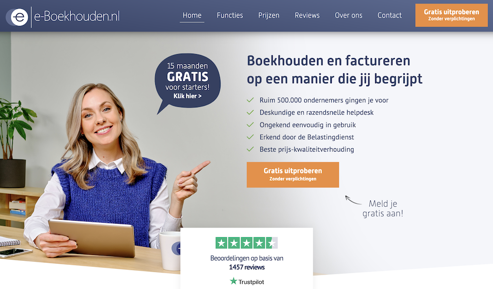 e-Boekhouden homepage.