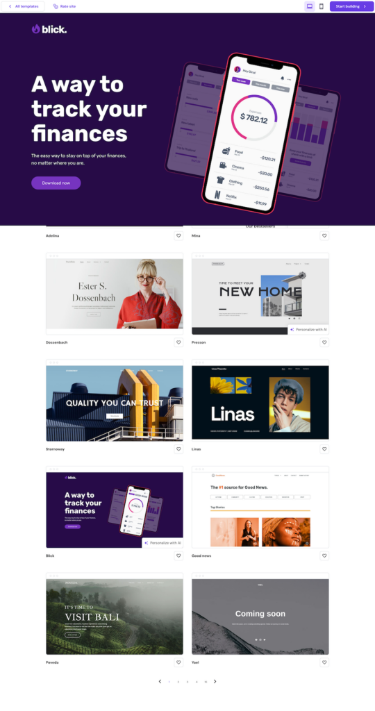 Voorbeeld van een Hostinger Website Bouwer template. 