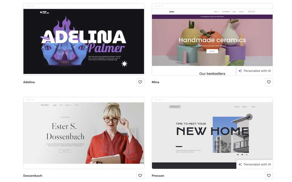 Hostinger Website Bouwer templates. 