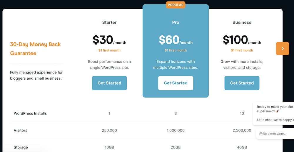 Rocket.net hosting plans.