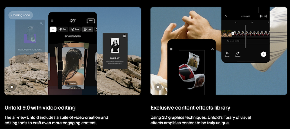 Unfold app Squarespace.