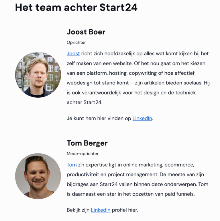 7 voorbeelden van inspirerende Over Ons pagina’s